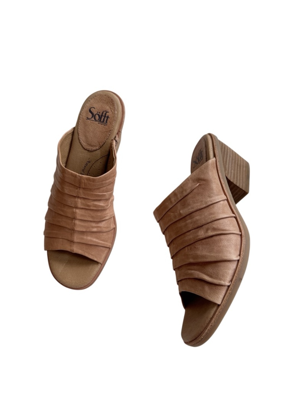 Sofft Pienza Women 9.5 Medium Leather Mule Slide Sandals Brown Open Toe
